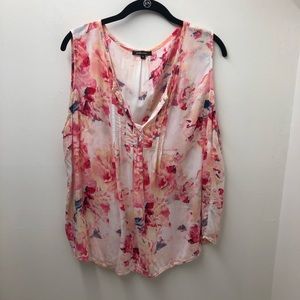 Soiree Floral Sleeveless V Neck Top Womens Size 1X
